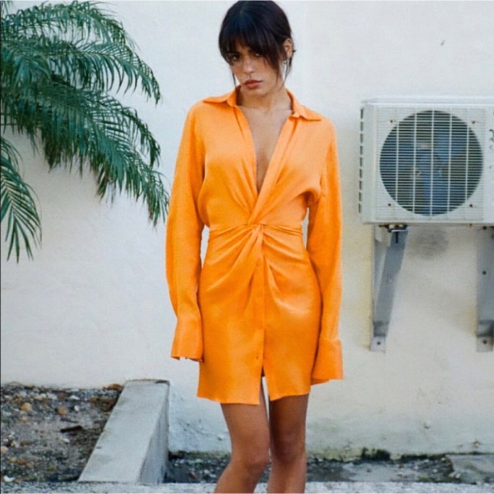 Zara Orange Satin Dress